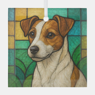 Russell Terrier "Stained Glass"  Glass Ornament