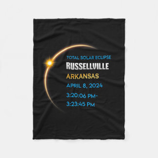 Russellville Arkansas Total Solar Eclipse 2024 Fleece Blanket