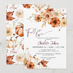 Russet Fall In Love Burgundy Pumpkin Bridal Shower Invitation