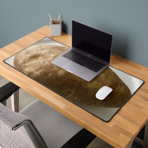 Russet Potato on White Plate Photograph Desk Mat