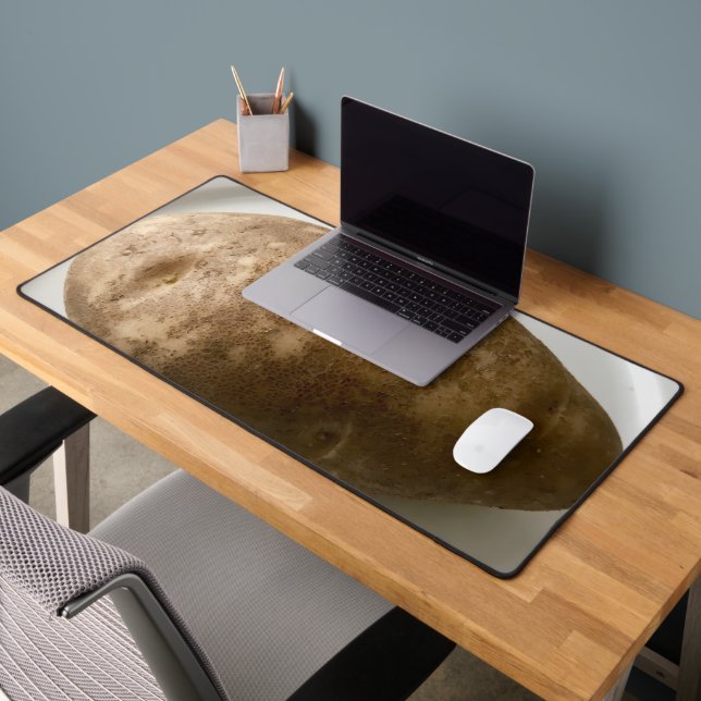 Russet Potato on White Plate Photograph Desk Mat (Office 2)