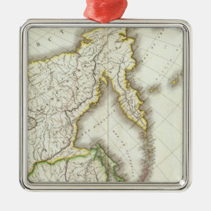 Russia and Asia Engraved Map Metal Ornament