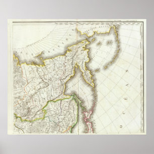 Russia and Asia Engraved Map Poster
