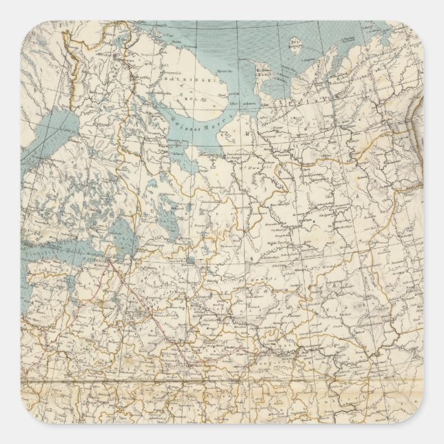 Russia and Poland Atlas Map Square Sticker (Front)