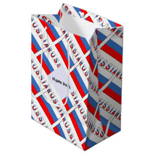Russia and Russian Flag Tiled with Your Name Medium Gift Bag