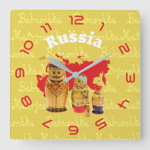 Russia - Babuschka - Matrjoschka Wanhohr Square Wall Clock
