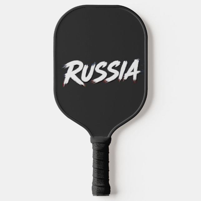 Russia Brush Flag Typography Design Pickleball Paddle (Front)