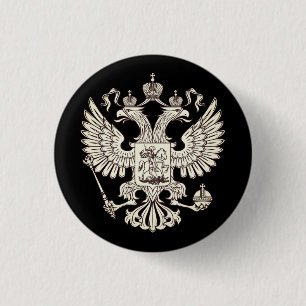 Russia coat of arms - white version 1 inch round button