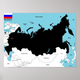 russia country political map flag poster