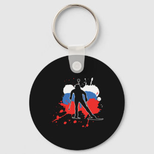Russia Flag Biathlonist - Russian Biathlon Keychain