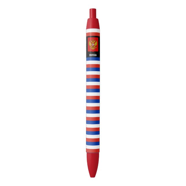 Russia Flag Cute Patriotic Black Ink Pen (Front Vertical)
