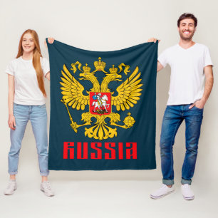 Russia Flag Imperial Eagle Russian Orthodox Fleece Blanket