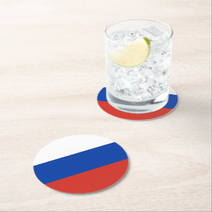 Russia flag round paper coaster