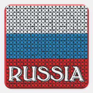 RUSSIA FLAG SQUARE STICKER