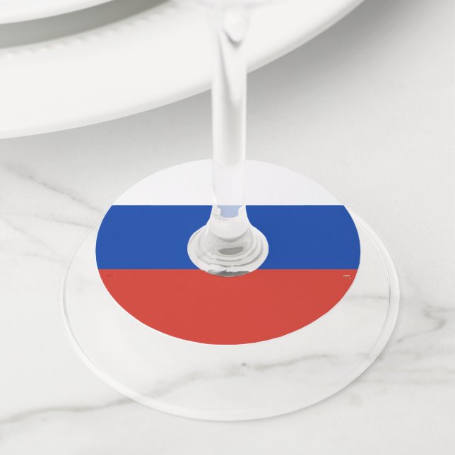 Russia flag wine glass tag (Close Up)