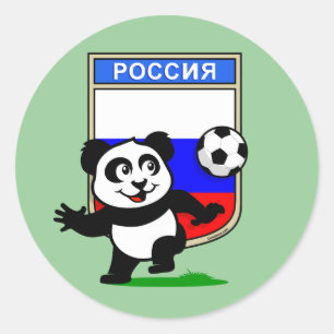 Russia Football Panda Classic Round Sticker