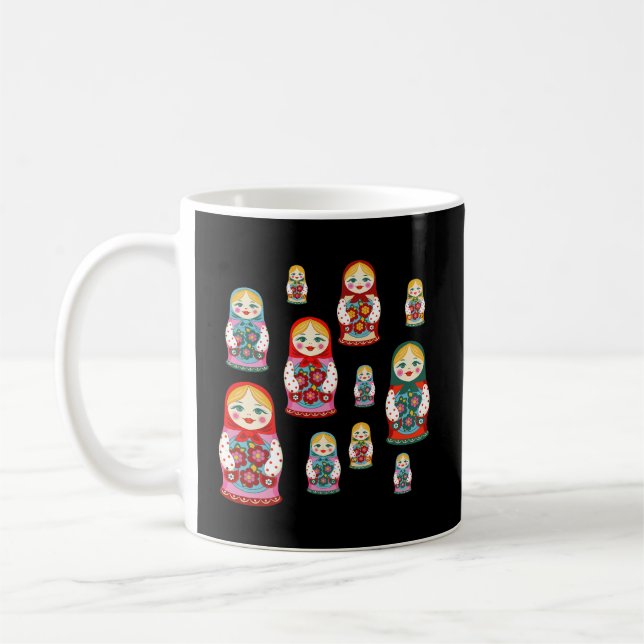 Russia Gift Russian Nesting Dolls Matryoshka Retro Coffee Mug (Left)