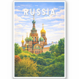 Russia Illustration Travel Art Vintage