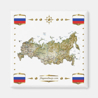 Russia Map + Flags Magnet