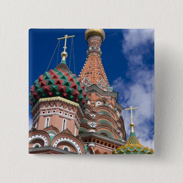 Russia, Moscow, Red Square. St. Basil's 5 2 Inch Square Button (Front)