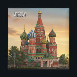 Russia Moscow Travel Magnet<br><div class="desc">St. Basil's Cathedral, located at the southern end of Red Square in Moscow, is one of Russia’s most iconic landmarks and a masterpiece of Russian architecture. Officially known as the Cathedral of the Intercession of the Most Holy Theotokos on the Moat, it was commissioned by Ivan the Terrible in the...</div>