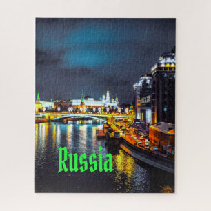 Russia or Russian Federation Moscow At Night Jigsaw Puzzle