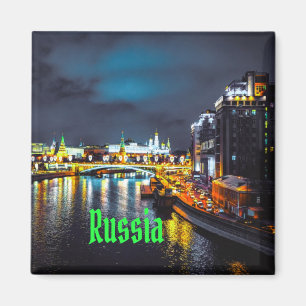 Russia or Russian Federation Moscow At Night Magnet
