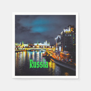 Russia or Russian Federation Moscow At Night Napkin