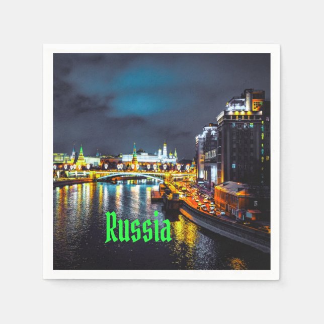 Russia or Russian Federation Moscow At Night Napkin (Front)