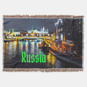 Russia or Russian Federation Moscow At Night Throw Blanket