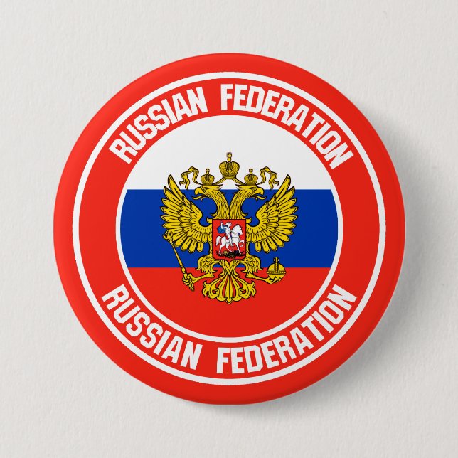 Russia Round Emblem 3 Inch Round Button (Front)