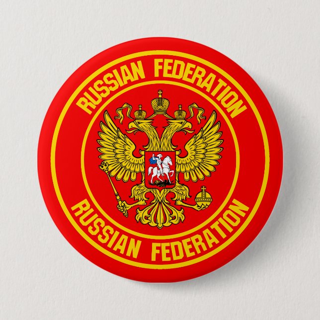 Russia Round Emblem 3 Inch Round Button (Front)