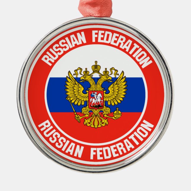 Russia Round Emblem Metal Ornament (Front)