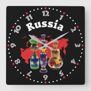 Russia - Russia Babuschka - Matrjoschka Wanhohr Square Wall Clock