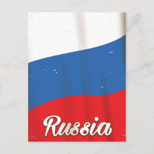 Russia Russia National Flag vintage travel poster Postcard