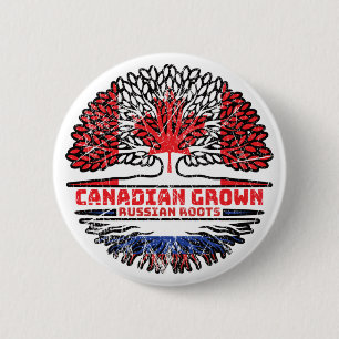 Russia Russian Canadian Canada Tree Roots Flag 2 Inch Round Button