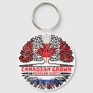 Russia Russian Canadian Canada Tree Roots Flag Keychain