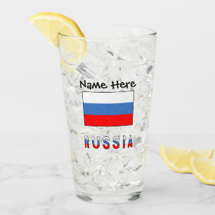 Russia Russian Flag Black Personalization Glass