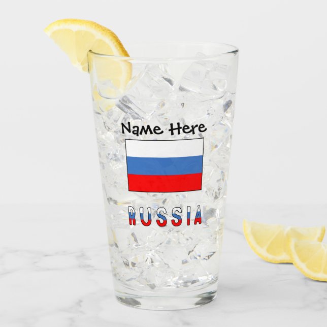 Russia Russian Flag Black Personalization  Glass (Front Ice)