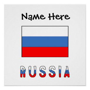 Russia Russian Flag Black Personalization Poster