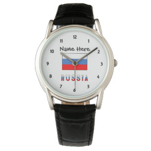 Russia Russian Flag Black Personalization Watch