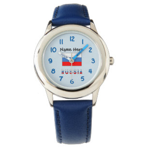 Russia Russian Flag Black Personalization Watch