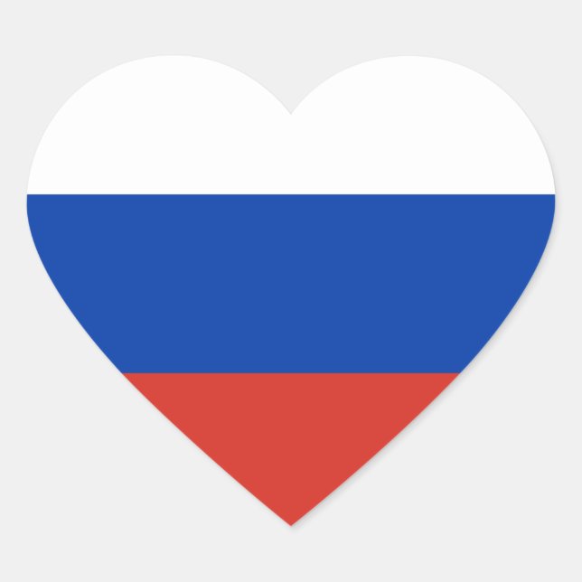 Russia/Russian Flag Heart Sticker (Front)