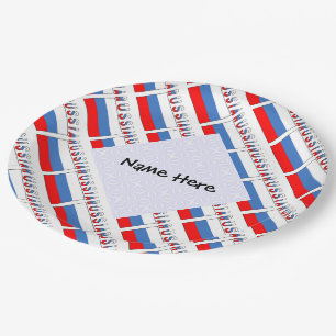 Russia Russian Flag Tiled Black Personalization Paper Plate