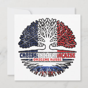 Russia Russian French France Tree Roots Flag Card
