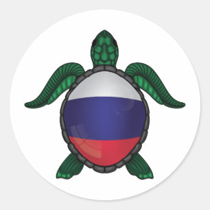 Russia sea turtle flag classic round sticker