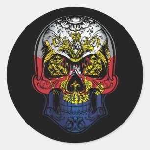 Russia Skull And Roses Flag Classic Round Sticker
