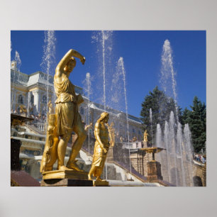 Russia, St. Petersburg, Golden statues in the Poster