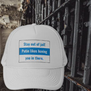 Russia -Stay Out Of Jail- English - WhiteBlueWhite Trucker Hat