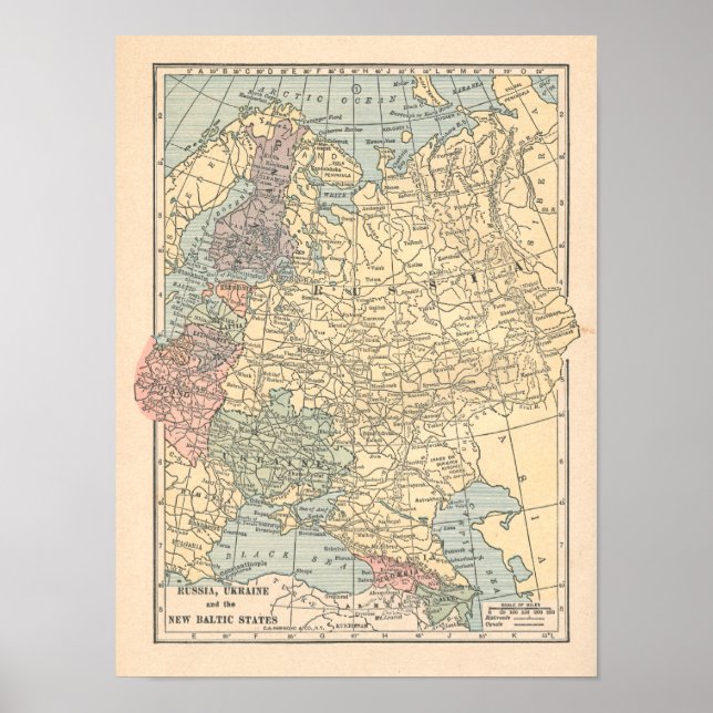 Russia Ukraine Vintage 1923 Map Print (Front)